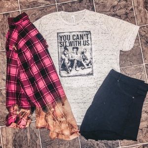 Red and black flannel bleached